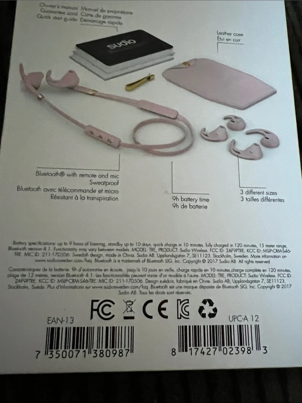 SUDIO Pink Wireless Bluetooth Earbuds - Comfortable Neckband Headset